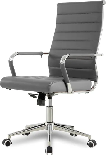 Miniatura 9 de Okeysen Office Desk Chair, Ergonomic Leather Modern Conference Room Chairs, Executive Ribbed Height Adjustable Swivel Rolling Chair for Home Office