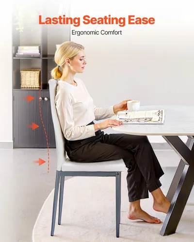 Miniatura 2 de VEVOR Juego de 6 sillas decorativas modernas de comedor, sillas laterales tapizadas de cuero para sala de estar, silla de cocina que ahorra espacio