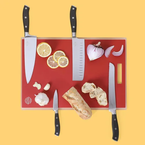 Miniatura 9 de Sur La Table Kitchen Essentials - Juego de 5 piezas de cuchillos de acero alemán con mango triple remachado en bloque magnético de madera de haya