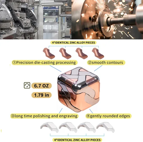 Miniatura 2 de Rompecabezas de metal - Juguetes 3D para el cerebro: juguetes sensoriales geniales, artilugios, caja de cubos cuadrados, juguete para TDAH