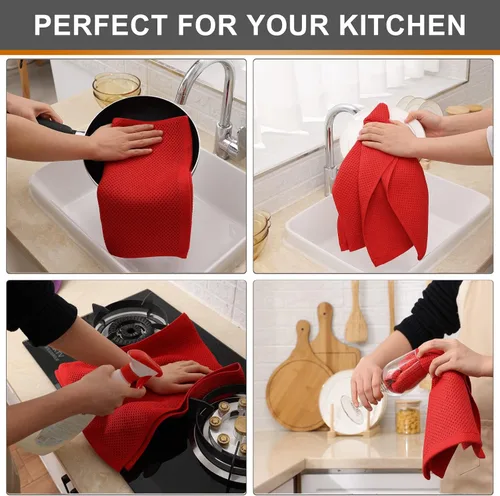 Miniatura 446 de Kitinjoy - Paños de cocina de 100 % algodón, tela de tejido gofrado, paño de limpieza ultrasuave, absorbente y de secado rápido. Beige
