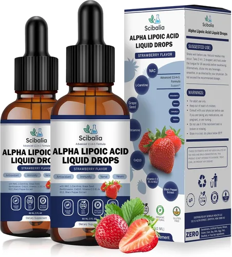 Miniatura 8 de Gotas líquidas de ácido alfa lipoico de 1000 mg, suplemento de ALA 11 en 1 de fuerza máxima con acetil L-carnitina benfotiamina y B1 B12 C E, ácido