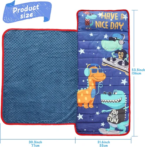 Miniatura 4 de TANOSHII® Tapete para siesta para niños pequeños con almohada y manta, tapete portátil para dormir para niños, para guardería, preescolar, 21 x 53
