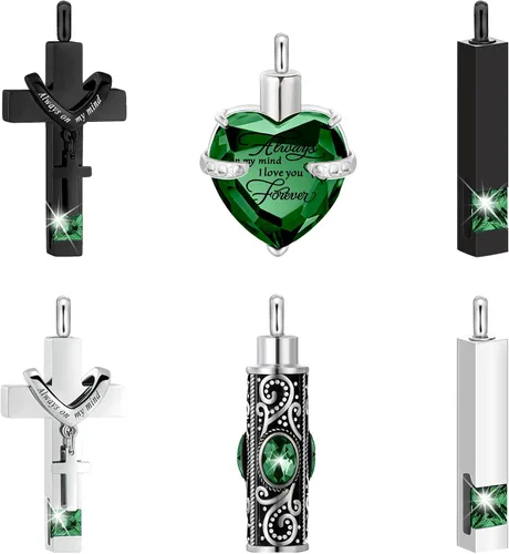 Miniatura 13 de Fumete 6 piezas de collar de cenizas, joyería de urna para cenizas humanas, colgante conmemorativo - para hombres y mujeres