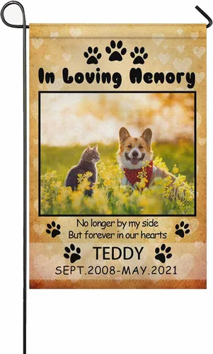Miniatura 29 de Bandera conmemorativa personalizada para perros, banderas personalizadas con nombre de foto de mascota perdida, conmemoración para perros, Bandera
