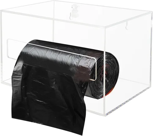 Dispensador de soporte de bolsa de basura para basura, organizador de acrílico transparente para montaje en pared