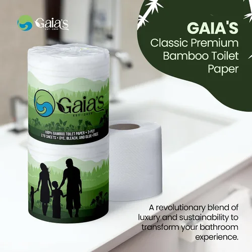 Miniatura 7 de Gaias - Papel higiénico de bambú orgánico suave y de alta calidad, 24 megarrollos, 3 capas, 370 hojas, certificado FSC, sin PFAS y BPA, ecológico
