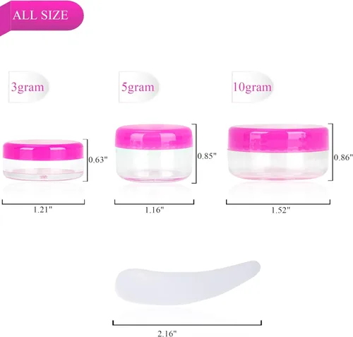 Miniatura 2 de 100 piezas de 5 gramos de envases de muestra, tarros vacíos de 5 ml con tapas, envases cosméticos pequeños, tarros de muestra mini con 8 piezas