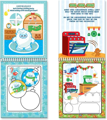 Miniatura 7 de Scentco Holiday Water Magic (2 Pack - Candy Cane & Gingerbread) - Libros de actividad reutilizables con revelación de agua gourmet patentados