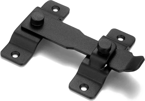 Miniatura 8 de INIRET Paquete de 2 pestillos para puerta de granero, 4.33 x 3.23 pulgadas, acero inoxidable negro mate, cerraduras de puerta abatibles, cerraduras