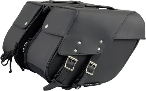 Milwaukee Leather SH66901ZB - Alforjas medianas de PVC negro con 2 correas, colocación por encima, con ribetes reflectantes - Talla única
