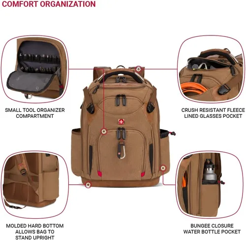 Miniatura 3 de SwissGear Mochila de bolsa de herramientas, se adapta hasta, Marrón (Brown Canvas), Grande