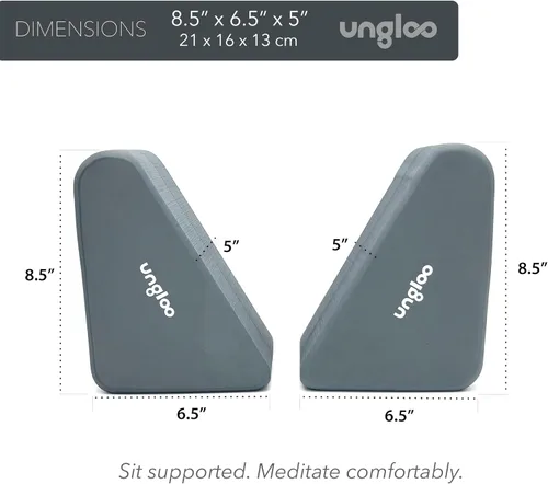 Miniatura 3 de Ungloo Cuñas de bloque de yoga de apoyo para meditación sentada: eleva las rodillas, reduce la presión de la cadera y mejora la postura de las Gris