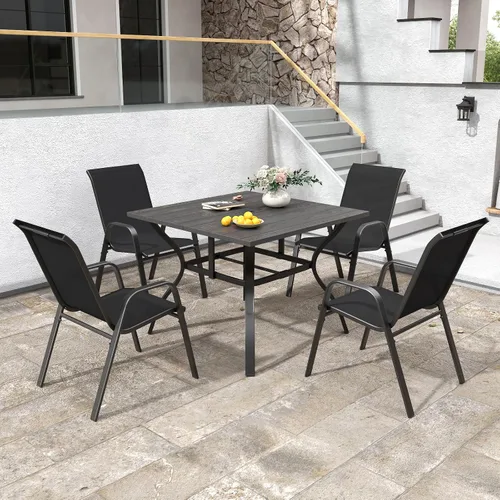 Miniatura 3 de Sillas de patio, sillas de comedor apilables para todo tipo de clima, tela de textileno y marco de metal, juego de sillas para exteriores para patio