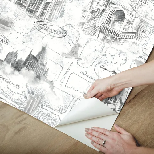 Miniatura 5 de RoomMates RMK12353PL Harry Potter Mapa Blanco Papel Tapiz Pelar y Pegar