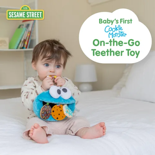 Miniatura 2 de Kids Preferred Sesame Street Cookie Monster On The Go - Juguete de actividad con mordedor de silicona, sonidos arrugados y sonajero para bebés