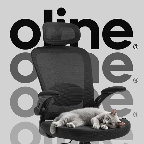 Miniatura 8 de Oline ErgoAir - Silla ergonómica de oficina, soporte lumbar ajustable, reposabrazos abatibles, silla de escritorio de malla para computadora, silla