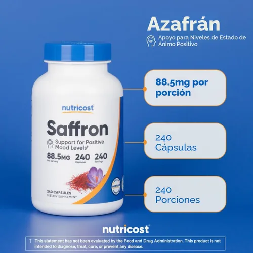 Miniatura 6 de Nutricost - Extracto de Azafrán 88.5 mg, 240 Cápsulas - Cápsulas vegetarianas, sin OMG, sin gluten