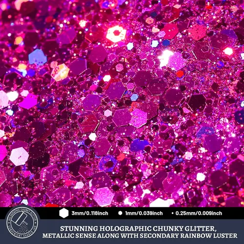 Miniatura 3 de Leobro - Purpurina roja, 160 g / 5.64 oz, purpurina holográfica gruesa para manualidades, resina, uñas, cuerpo, decoraciones DIY Láser rojo-violeta