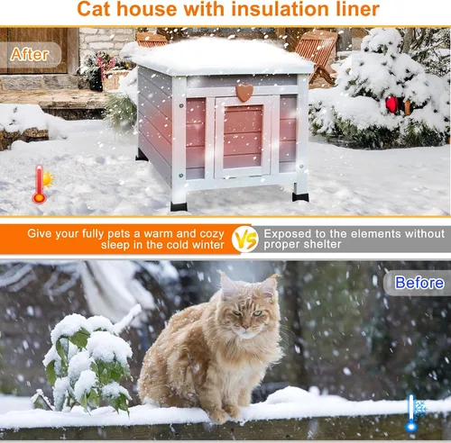 Miniatura 2 de Casa para gatos resistente a la intemperie para gatos al aire libre en invierno, refugio para gatos al aire libre 100% aislado en todo el perímetro