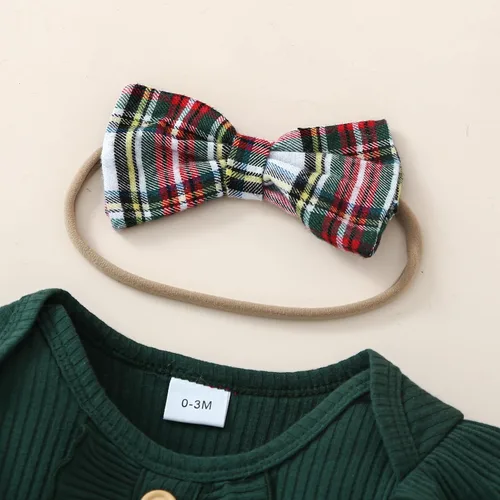 Miniatura 46 de Kuriozud Conjunto de mameluco con volantes para bebé recién nacida, con volantes, lindo conjunto de pantalones acampanados con diadema