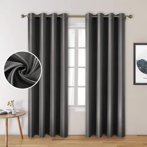 Miniatura 18 de HOMEIDEAS 2 paneles de cortina de seda sintética, cortinas opacas para dormitorio