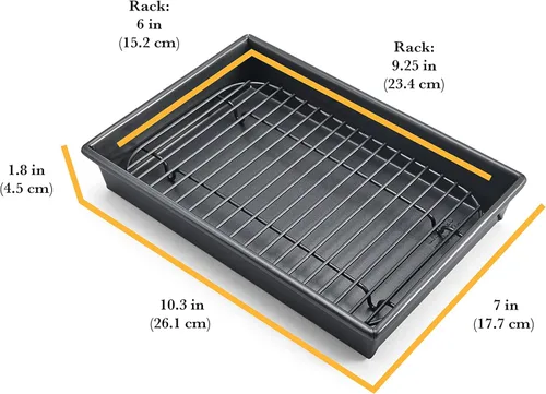 Miniatura 3 de Chicago Metallic Juego de Bandeja para Asar Pequeña con Rejilla, Bandeja Antiadherente para Hornear en Horno Tostador de 10x7 pulgadas, Perfecto