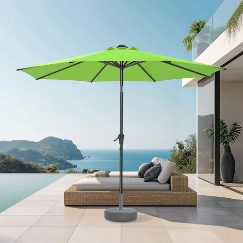 Miniatura 22 de HOMSHADE Sombrilla de patio al aire libre de 9 pies, sombrilla para mesa de mercado, piscina, terraza, protección UV UPF50+ con botón de Rojo