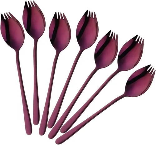 Miniatura 12 de Buyer Star Sporks - Juego de 6 tenedores de acero inoxidable 18/8 para uso diario en el hogar, 7.6 pulgadas, 1.6 onzas, cuchara para helado