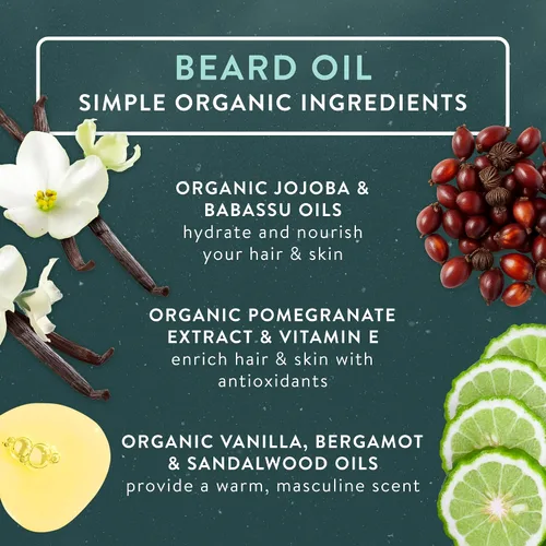 Miniatura 5 de Badger Kit de aseo para barba, aceite para barba y bálsamo para barba, Babassu y jojoba, certificado orgánico, acondicionador sin enjuague