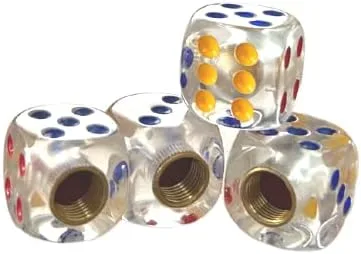 4 piezas Tapones para válvula de neumático de coche, universales para ruedas de vehículos, forma de dados, cubiertas universales para válvulas de