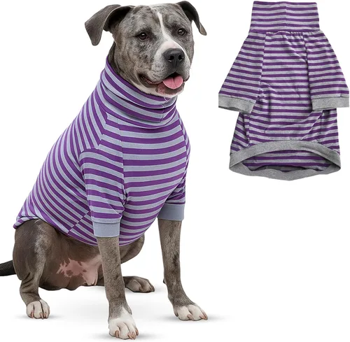 Miniatura 14 de Tooth & Honey Camisa para perros grandes, transpirable, de algodón y elastano, con cobertura completa debajo del vientre, para aliviar alergias
