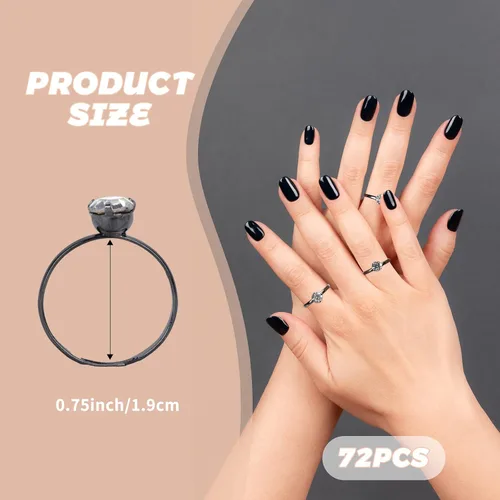 Miniatura 2 de Whaline 72 anillos de diamantes para despedida de soltera, anillos de compromiso ajustables para decoración de mesa de boda, juego de despedida