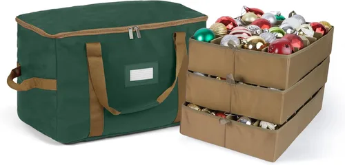Miniatura 36 de Covermates Keepsakes Bolsa de almacenamiento ajustable para adornos, poliéster resistente, separadores acolchados y bandejas FlexGrid, organizador