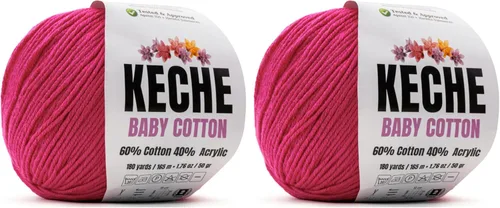 Miniatura 127 de Keche Hilo de algodón, 60% algodón, 40% hilo acrílico, hilo de algodón suave para crochet y tejer, hilo amigurumi, 1 madeja/bola, 1.76 onzas (50g)