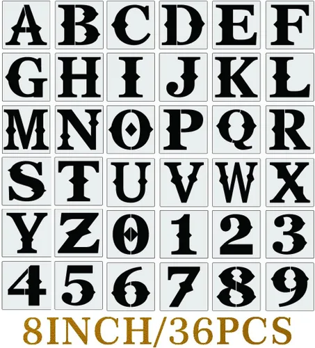 Miniatura 11 de Plantillas de letras grandes de 9 pulgadas, plantillas del alfabeto, plantillas reutilizables de letras y números para pintar en madera, paredes
