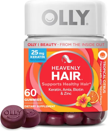 OLLY Heavenly Hair - Gomitas para el cabello; favorecen un crecimiento del cabello saludable; con queratina, biotina, amla; suplemento masticable;