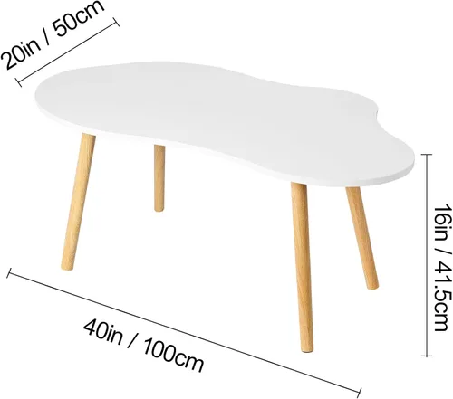 Miniatura 2 de Mesa de centro pequeña, en forma de nube, mesa baja con nubes irregulares, mesa auxiliar de madera para sofá, mesa de té moderna de mediados