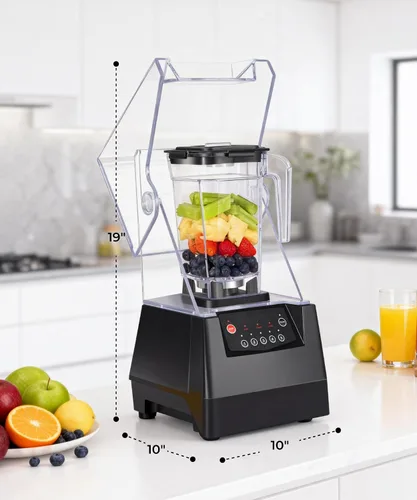 Miniatura 9 de SYBO HS-210E Licuadora comercial de grado profesional con escudo silencioso, alta velocidad de 2 HP de alta velocidad, tarro de 48 onzas sin BPA