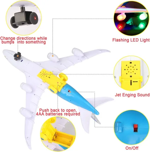 Miniatura 5 de Liberty Imports Transbordador espacial eléctrico de avión transportador de juguete de acción para niños Bump and Go - Modelo grande Jumbo Jet