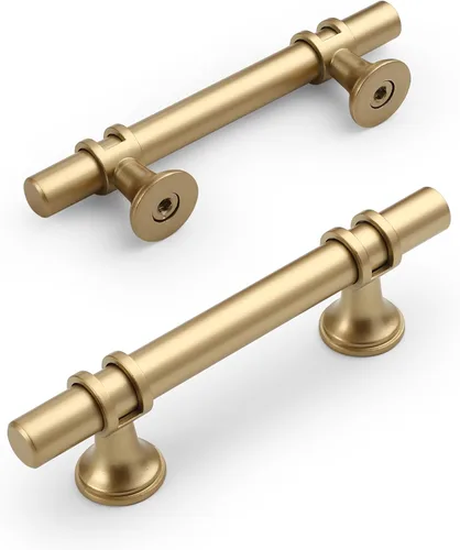 Miniatura 32 de Amerdeco ZH0050 - Paquete de 10 pomos de bronce champán para gabinetes, barra en T de 2 pulgadas, manijas de gabinete de cocina, manijas