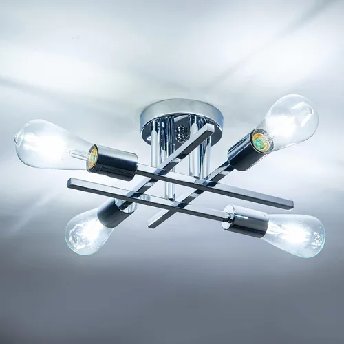 Miniatura 13 de ZGLAOJT Lámpara de techo semiempotrada de 4 luces, color negro mate con base E26, candelabro moderno para casa de campo, cocina, comedor