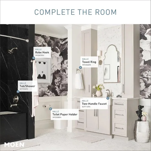 Miniatura 6 de Moen Halle Spot Resist 84971SRN 84971SRN - Grifo de lavabo de baño con dos manijas de níquel cepillado (paquete de 2)