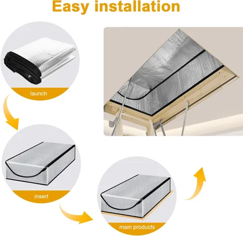 Miniatura 5 de Cubierta de aislamiento para escalera de ático - Puerta de escalera de ático premium que ahorra energía con toldo desplegable con cremallera 25 x 54