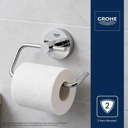 Miniatura 2 de GROHE 40689001 Essentials - Soporte para papel higiénico montado en la pared, color cromado Starlight Estrella Cromo Claro