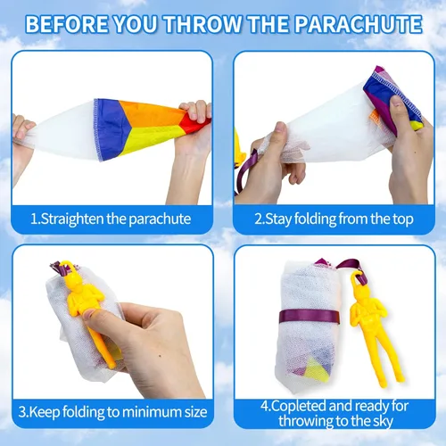 Miniatura 5 de 10 piezas de juguetes de paracaídas para niños, geniales juguetes voladores al aire libre, paracaídas, hombres para niños de 3, 4, 5, 6, 7, 8, 9, 10