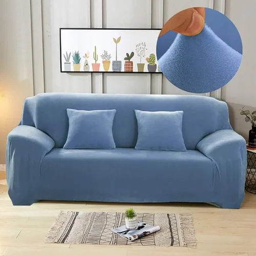 Miniatura 13 de Funda de terciopelo ultra suave para sofá de colores lisos, elastano elástico para sofá biplaza protección de muebles, fundas antideslizantes a