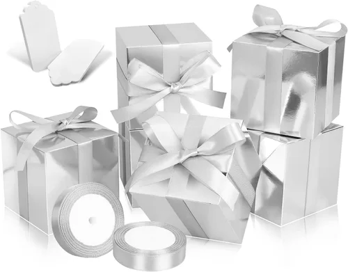 Miniatura 11 de Paquete de 50 cajas de regalo pequeñas, cajas de regalo de 2 x 2 x 2 pulgadas, cajas de regalo de papel marrón con tapas para regalos, manualidades