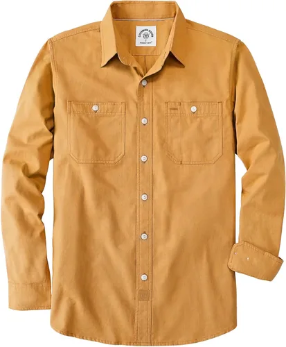 Miniatura 18 de Dubinik® Chambray - Camisa de trabajo de algodón de manga larga para hombre, con 2 bolsillos, casual, con botones