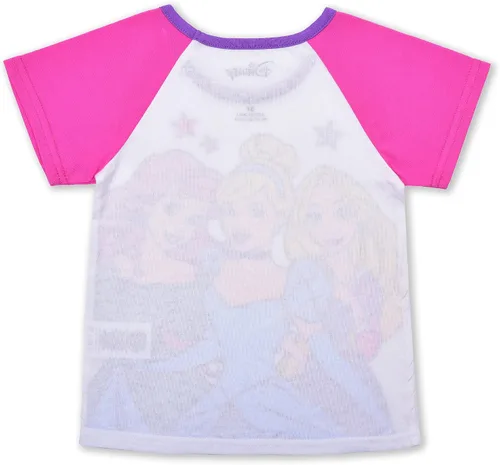 Miniatura 3 de Disney Juego de 2 camisetas de manga corta y pantalones cortos de princesa para niñas